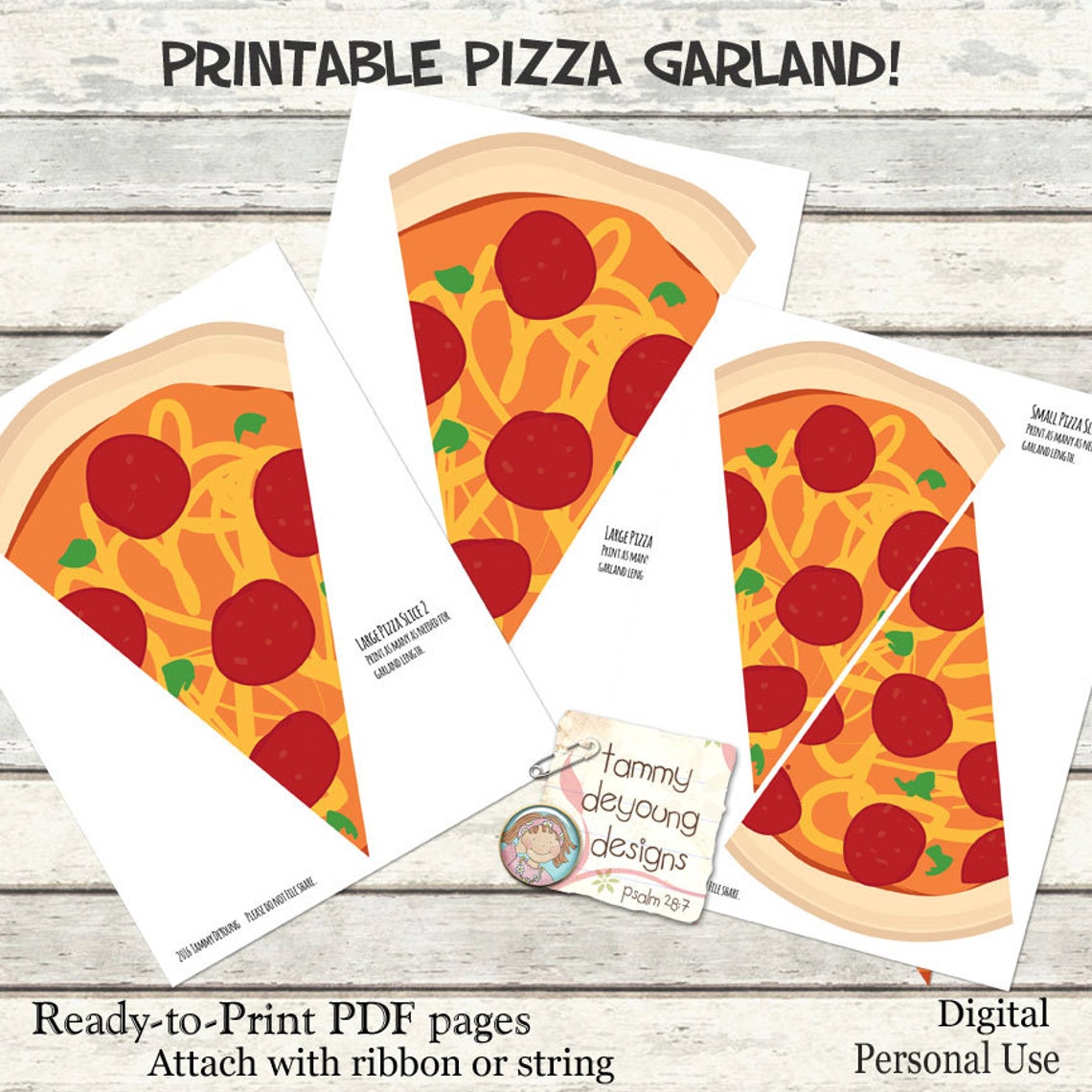 Pizza Party Banner Garland Printable pizza Party Bunting DIY Etsy