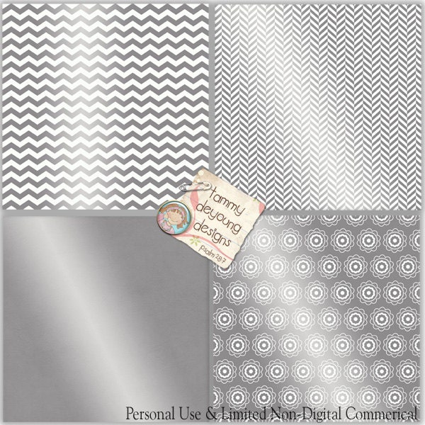 Silver Foil Paper Metallic Silver Digital Paper 1 elegant | Etsy
