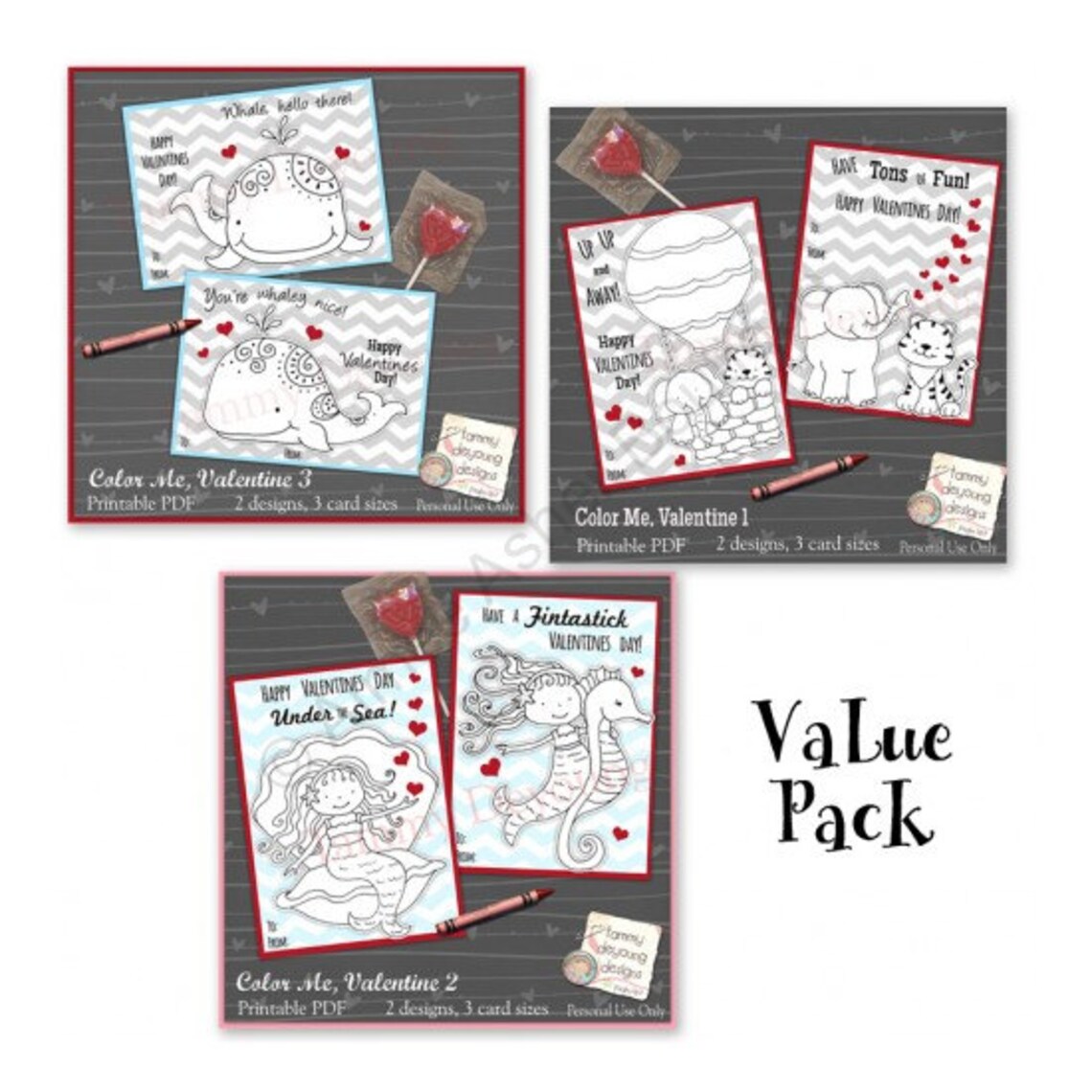 Kids' Valentine Cards printable Valentines Coloring | Etsy