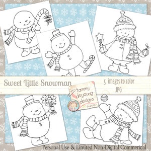 Snowman Coloring Pages, Christmas Snowmen Clip Art Digital Stamps for tags, kid&#39;s crafts, greeting cards, scrapbooks