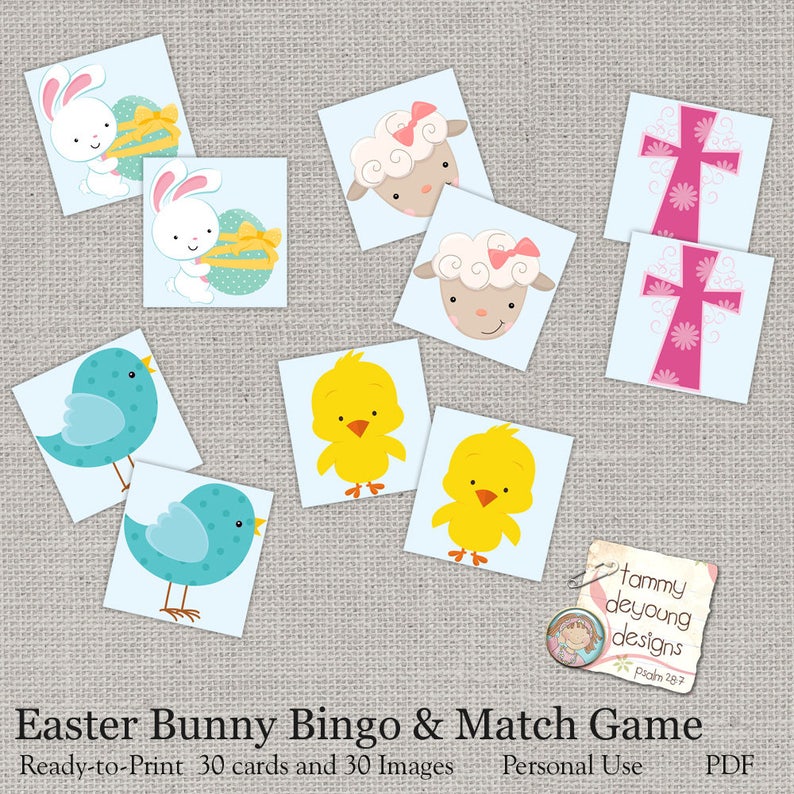 Easter Bunny Bingo, Easter Printable Game, Instant Download Spring Bingo, Kids Easter Party favor, preschool classroom activity image 4