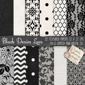 Black & White digitale Papers * Lace en jute * Halloween zwart-wit patronen voor Plakboeken, wenskaarten, uitnodigingen, kunst aan de muur
