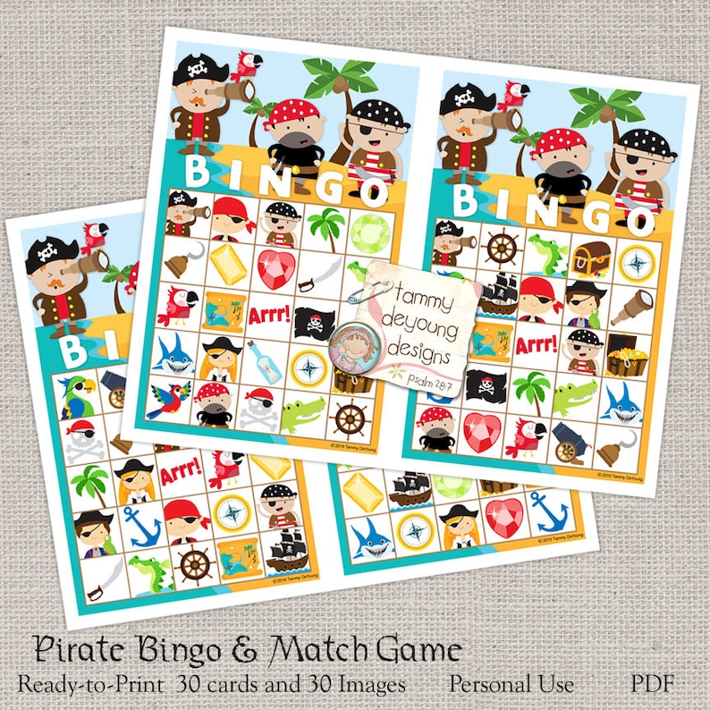 Pirate Bingo Game Printable Pirate Bingo Cards Kids Game | Etsy