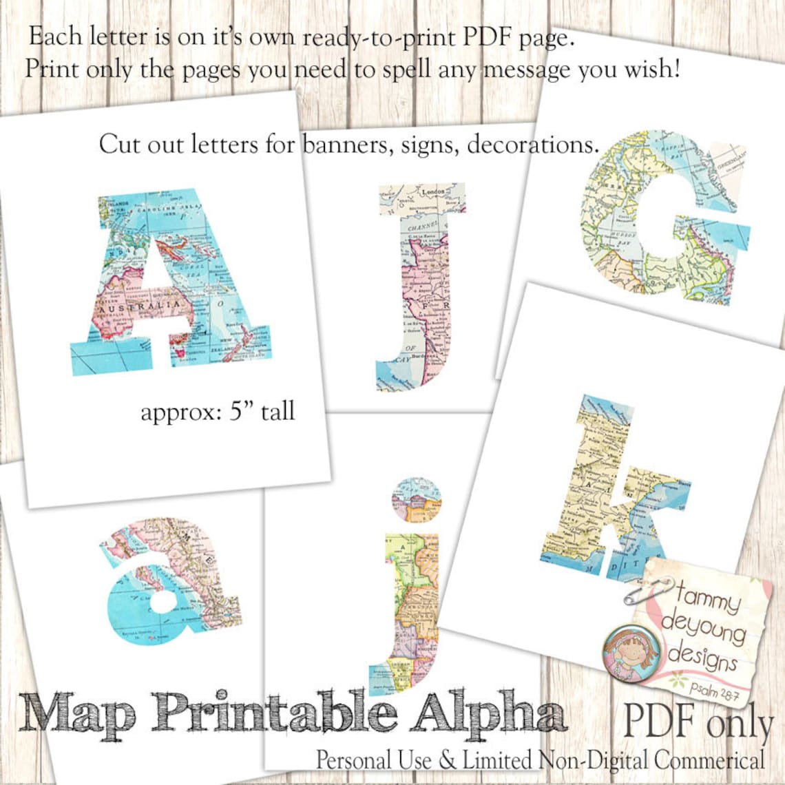 Map Banner Garland Printable World Map Alphabet Letters for Etsy