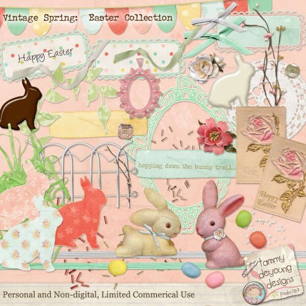 Easter Digital Paper *shabby Easter Digital Scrapbook Kit* Vintage ...