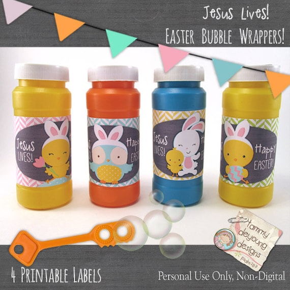 Items similar to Religious Easter Bubble Labels, Jesus Lives Easter ...