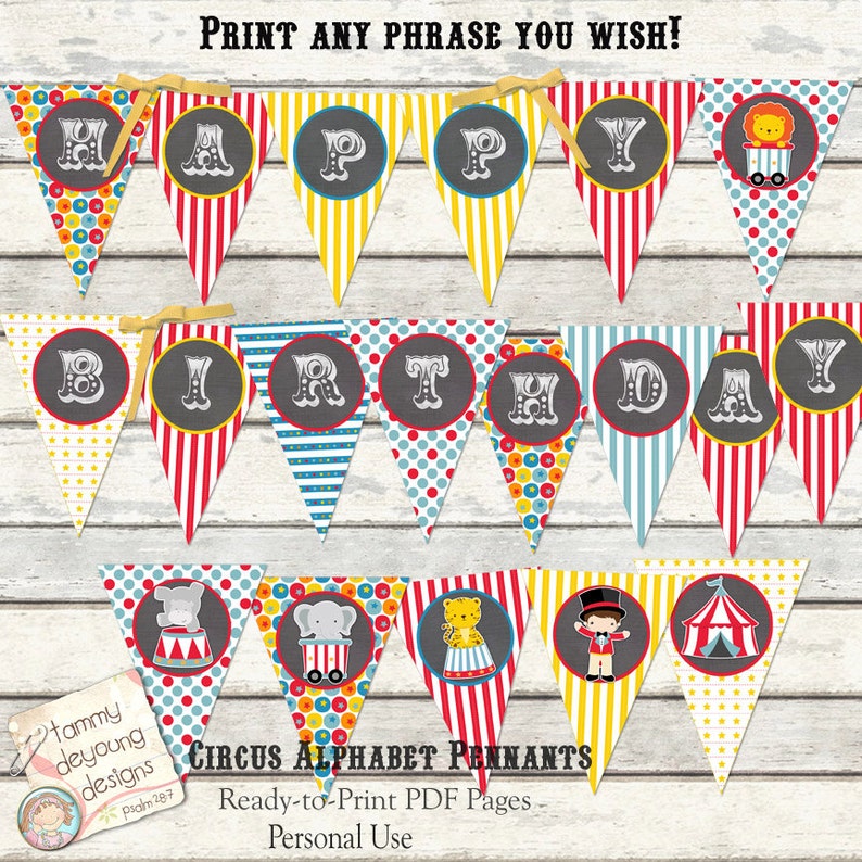 Printable Carnival Banner Circus Alphabet Garland Carnival Etsy