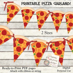 Pizza Party Banner Garland Printable  *Pizza Party Bunting* DIY Digital for ninja turtle parties, birthday decor, pizza party decorations