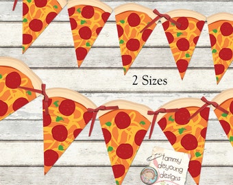 Pizza Party Banner Garland Printable  *Pizza Party Bunting* DIY Digital for ninja turtle parties, birthday decor, pizza party decorations