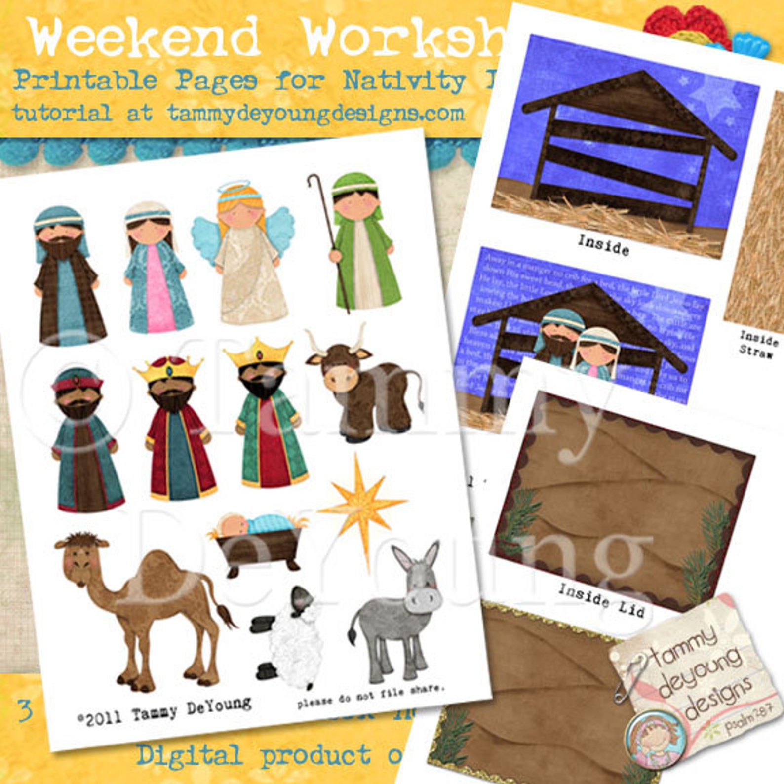 Christmas Nativity Printable, Digital Manger Scene for Altered Mini ...