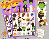 Halloween Bingo Game, Printable Bingo Cards, Halloween Kids Party favor Instant Download for classroom, birthday, classroom, school party