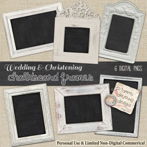 Clipart de quadro-negro emoldurado para sinais de casamento em quadro-negro digital, batizados, convites de batismo, cartões, anúncios, tags