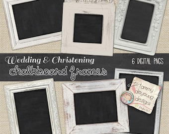 Framed Chalkboard Clipart for Digital chalkboard wedding signs, Christenings, Baptism invitations, cards, announcements, tags