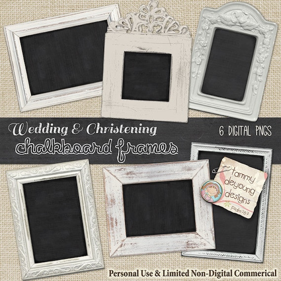 Framed Chalkboard Clipart for Digital chalkboard wedding signs, Christenings, Baptism invitations, cards, announcements, tags