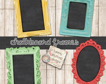Digital Chalkboard Frames Clip art Shabby Chic style for invitations, announcements, tags scrapbooks, photocards, paper crafts!