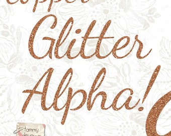 Copper Glitter Alphabet Clip Art, Rose Gold Letters Clip Art, sparkle letters numbers, weddings, anniversary invitations, scrapbooks, cards