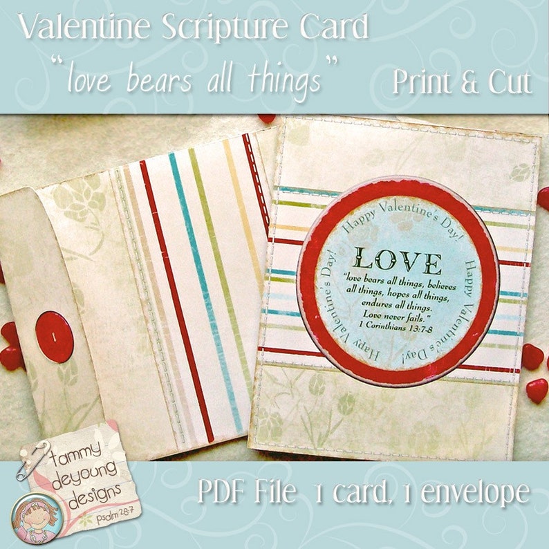 Valentine Scripture Cards DIY Printable Valentines With Etsy