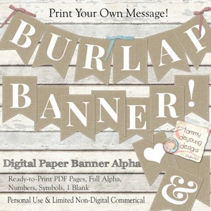 Bannière de toile de jute imprimable, bannière de mariage en toile de jute, guirlande de Thanksgiving, lettres de l'alphabet de pépinière, décorations de douche de bébé de bannière de douche nuptiale