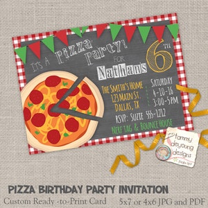 Pizza-Party-Geburtstags-Einladung * Custom zum Geburtstag einladen für Kinder * DIY druckbare Einladung für Kinder, Jugendliche, Erwachsene