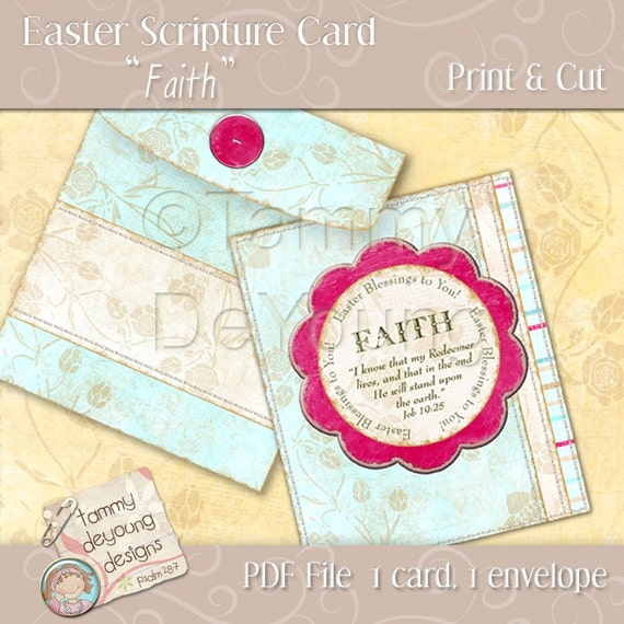 Shabby Boho Easter Cards with Scripture Faith printable TDEY-23EP  DIY Bible  men or women