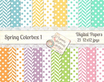 Spring Digital Paper *Easter Pastel Digital Papers* Baby papers for showers, nursery, Easter invitations, birthday,  greeting cards