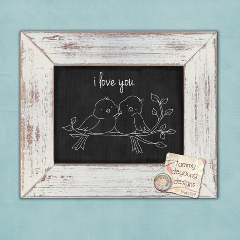 Wedding Chalkboard Art banner clip art for announcements, invitations, Valentines, weddings, love birds image 2