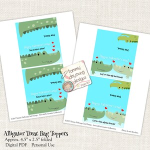 Printable Valentines for Kids, Alligator Valentine Treat Bag Topper ...