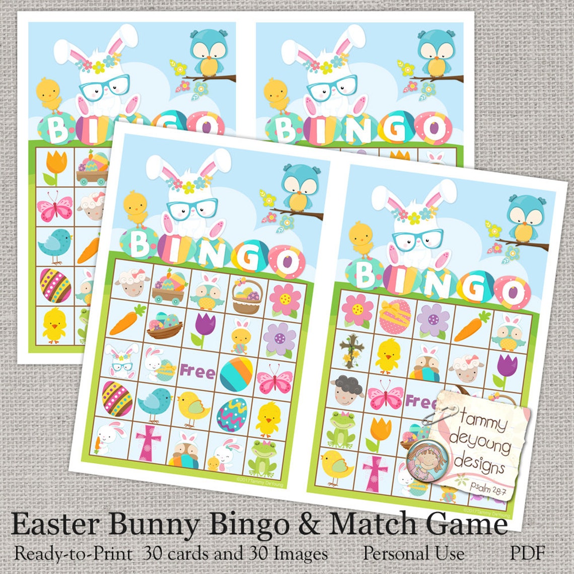 Easter Bunny Bingo Easter Printable Game Instant Download | Etsy