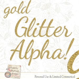 Digital Gold Glitter Alphabet Clip Art, Gold Letters Clipart, metallic numbers weddings, anniversary, graduation invites, scrapbooks, cards