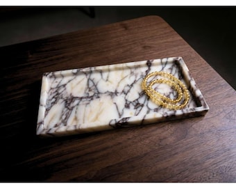 Natürliche Marmor Tablett, Calacatta Viola Marmor Tablett, Schmuck Organizer, Schmuck Tablett, Dekorativer Catchall, Eitelkeit Organizer, Badezimmer Organizer