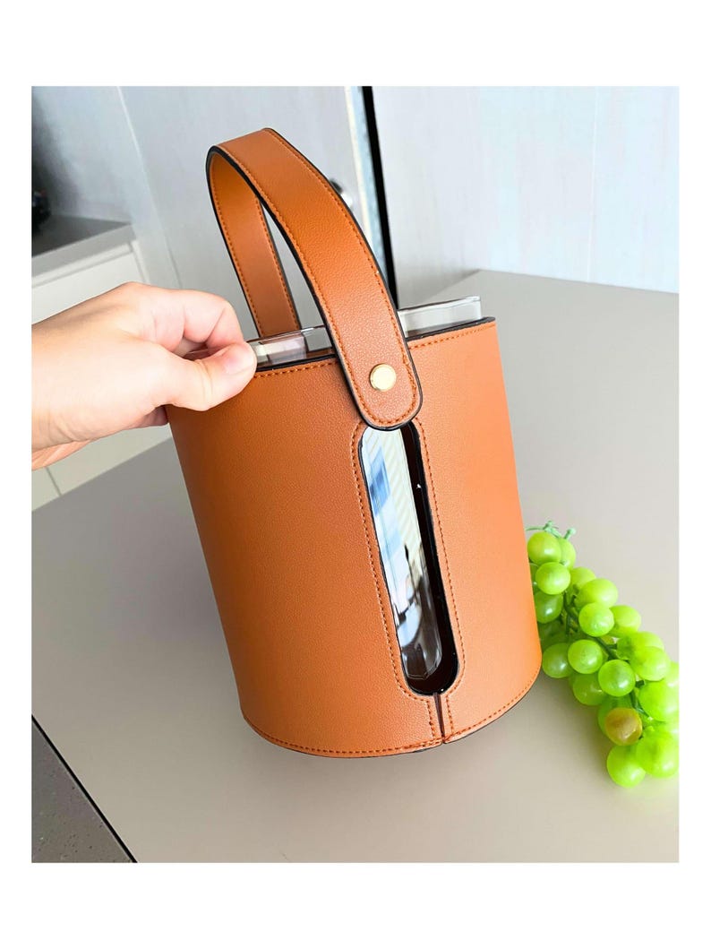 Leather Ice Bucket for Home Bar | Modern Wine Cooler | Bar Accessory | Wine & Champagne Chiller | Barware Decor | Wine Cooler | Bar Decor bild 7