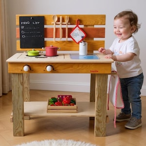 Montessori Wooden Mud Kitchen with Circulating Water Sink | Sensory Play Activity Table with Storage | Educational Outdoor Kids Toy