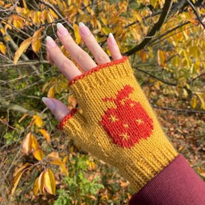 Winter Äpfel Handschuhe - Strickanleitung für fingerlose Handschuhe / Fausthandschuhe
