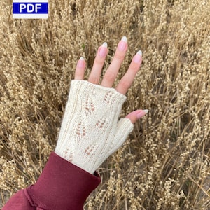 Vingerloze Whispers of Wheat-handschoenen - kantbreipatroon met botanisch motief