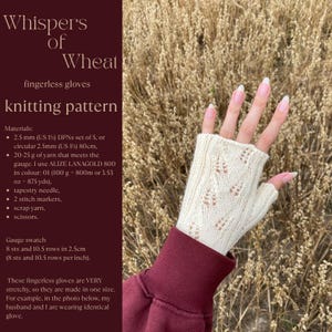 Whispers of Wheat fingerless gloves - knitting pattern