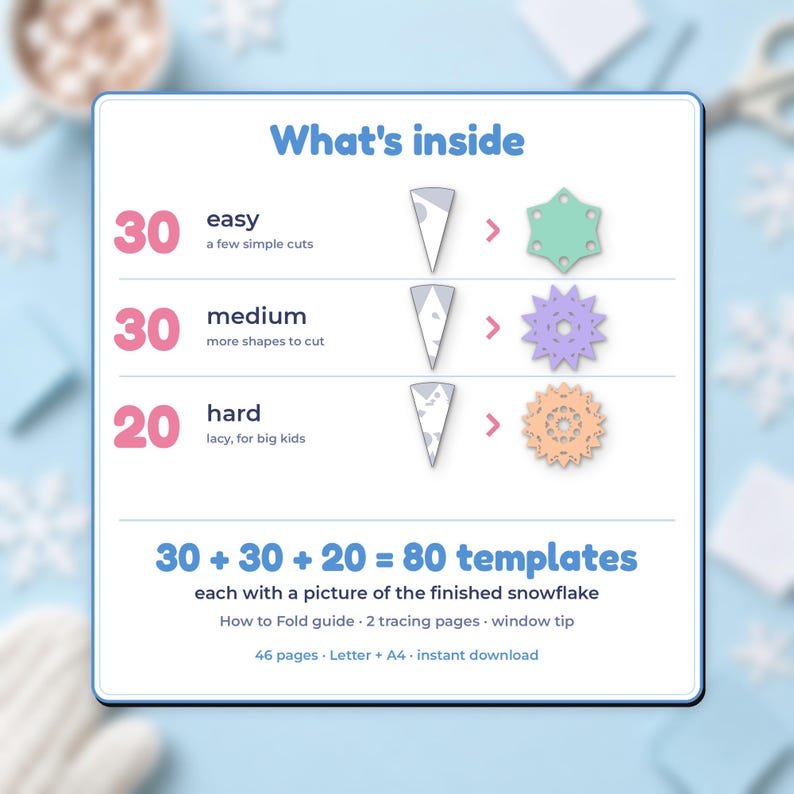 Paper Snowflake Templates Printable, 80 Cut and Fold Snowflake Patterns ...