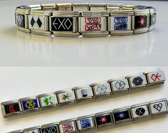 E.X.O Kpop Italian Charm Bracelet | E.X.O Album Cover Photo Italian Charms Bracelet | Kpop Custom Jewelry | EXO-L Merch Gift