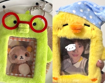 Kpop Fluffy Plush Photocard Holder |Kpop Idol Keychain, Student ID Transport Pass |Gift for Kpoper