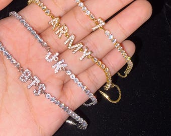 Custom Kpop Bias Bracelet| Bias Bling Letter Bracelet| Kpop bias Tennis Bracelet| Kpop Stan Gift| JK Custom Bias Jewelry Gift
