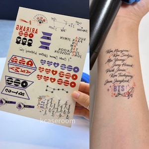 Kpop Arirang tillfällig tatuering för ARMÉN | BT Constellation Karlavagnen tatuering | 7 tatuering | Hooligan tatuering | K-Pop konserttillbehör