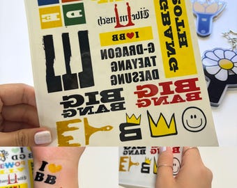 KPOP Inspired Temporary Tattoo Sticker| G.d Concert Tattoos| V.I.P Fan Merch| Taeyang Daesung World Tour |B.B Concert Accessories