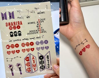Tatuaje temporal Arirang de BTS para ARMY / Tatuaje de la Osa Mayor de la constelación de BT / Tatuaje del 7 / Tatuaje Hooligan / Accesorios para conciertos de K-Pop