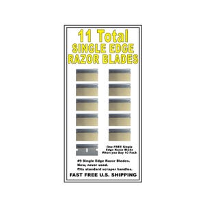 11 Total New Razor Blades Single Sided Edge #9 Wrapped Utility Scraper One FREE Razor & Shipping!
