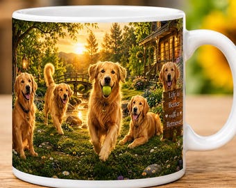 Funda para taza Golden Retriever Paradise: Un diseño conmovedor con temática canina.