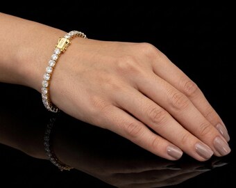 Diamond Tennis Bracelet 10.44ct, Lab Grown Round Diamond Bracelet, 14K Gold Jewelry, Luxury Wedding Bracelet, Gift for Her