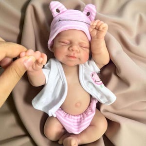 13&quot; Mini Pascale Reborn Doll – Full Solid Silicone Baby Girl, Lifelike Washable Body, Realistic Newborn Doll, Birthday & Christmas Gift