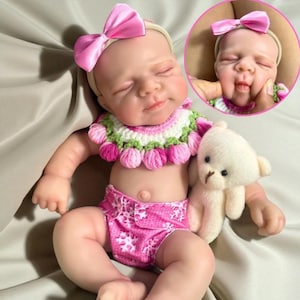 Mini 13 Inch Pascale Silicone Reborn Baby Doll – Adorable Girl with Soft Washable Body, Realistic Full Solid Silicone Newborn Doll