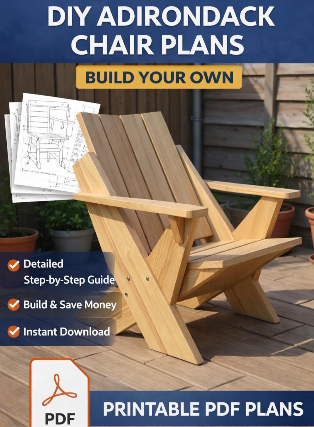 DIY Adirondack Chair Plans – Printable Woodworking PDF - Etsy
