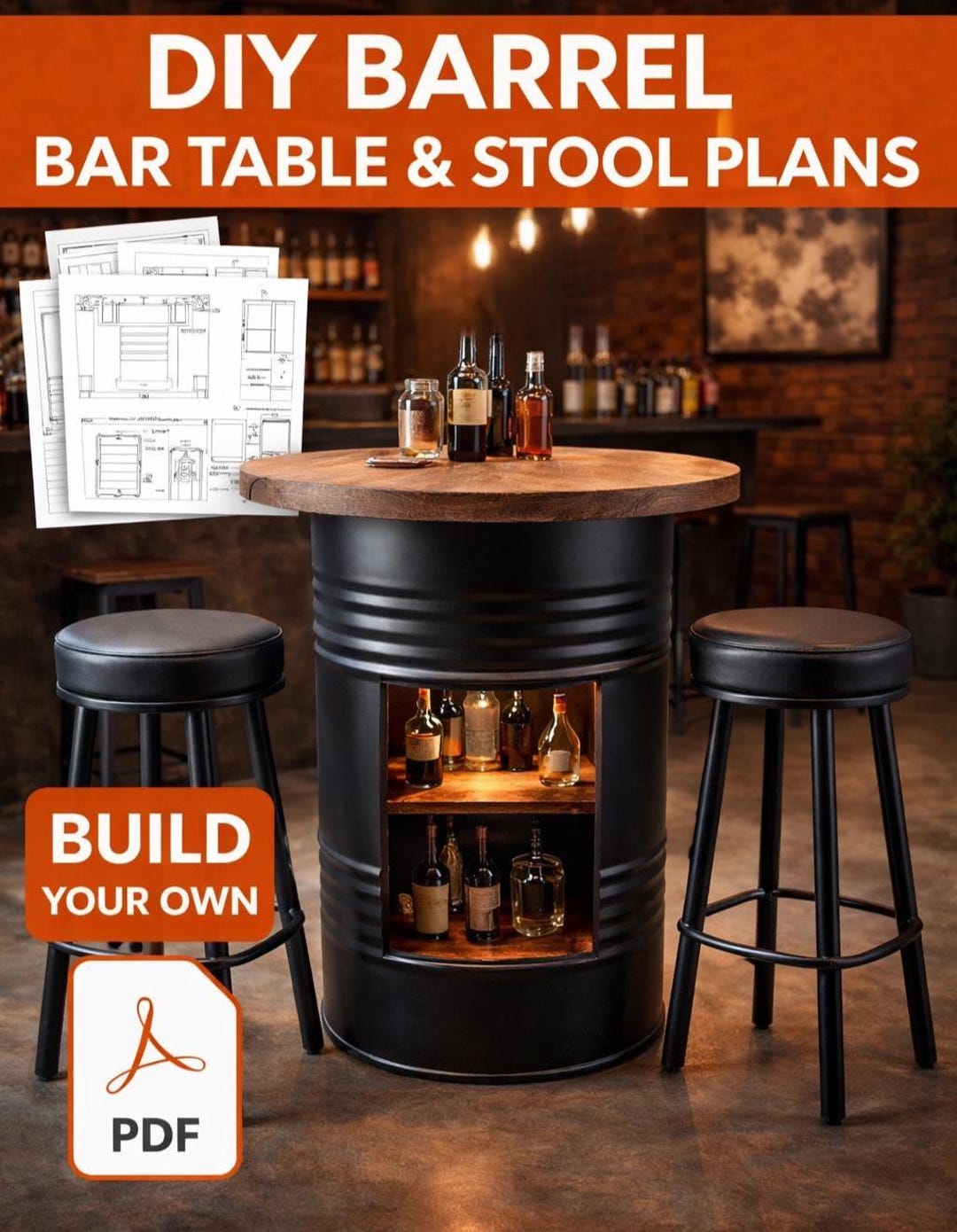 Plans PDF pour fabriquer soi-même une table et des tabourets de bar en ...