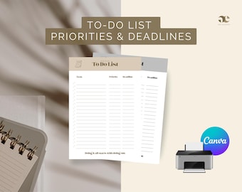 Daily To-Do List Printable | Priority & Deadline Planner (Instant Download)